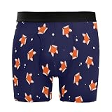 JHKKU Cute Fox Boxer Briefs for Mens Soft Comfort 4' Athletic Underwear with Fly, X-Large