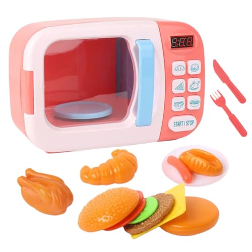 Horno Microondas de Juguete - Cocina de Juguete con Luz y Sonido,Microondas con Temporizador Realista para Juego De rol para Niños, Niñas Y Bebé De Preescolar En Hogar,