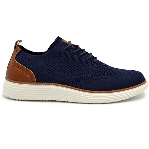 Image of AKADEMIKS Mens Olney Wingtip Knit Oxford, Sleek Breathable Dress Shoes