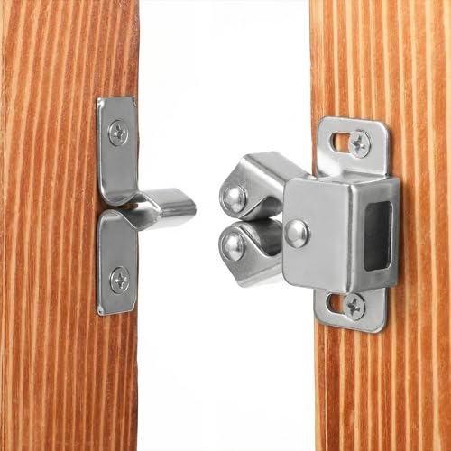 2Pcs Cabinet Latch, Double Roller Catch Latches Hardware for Doors Cupboard Cabinet Closet Door Latches and Catches
