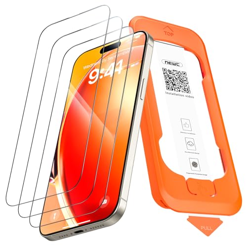 NEWC 3 Stück Full Screen für iPhone 15 Pro Max Panzerglas (6 7 Zoll) Schutzglas [Auto-Installation] Frei von Kratzern 9H Härte Displayschutzfolie Ultrabeständig folie