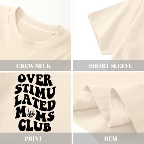Image of Yuyiify Oversized Tshirts for Women Mama Overstimulated Cool Moms Club Skeleton Shirt Funny Mom Graphic Tees Top
