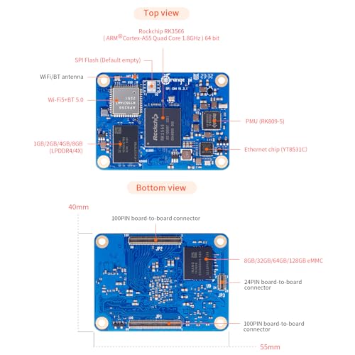 Image of Orange Pi CM4 8G64GB with Base Board RK3566 Quad Core 64 Bit Single Board Computer, 1.8 GHz Frequency Wi-Fi & Bluetooth 5.0 Integrated RKNN NPU AI Accelerator (8G64G+Base Board)