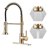 DanPiang Gold Kitchen Faucet,Commercial Stainless Steel Single Handle Pull Down Kitchen Sink Faucet