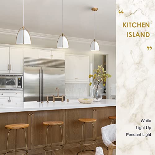 Airyphant Modern Dome Pendant Light White And Gold Pendant Lighting Kitchen Island Farmhouse Pendant Light Fixtute For Kitchen Sink Dining Room Hallway Bar #TOP4