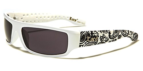 LOCS BLACK Hardcore Sunglasses JE3009B, White Black Bandanna, 5