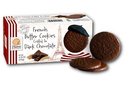 Pierre Biscuiterie French Butter Cookies Coated with Chocolate (Dark Chocolate, 4.76 Ounce (Pack of 2))