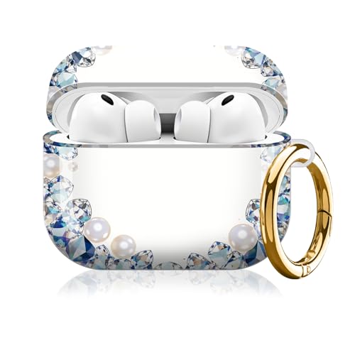 KLLRO RUO�P�[�X AirPod Pro 3����Ή� ���킢�� �t���v���e�N�V���� �n�[�h�J�o�[ �L�[�`�F�[���t�� ���f�B�[�X �K�[���Y Airpod Pro ��3���� 2025�p�ϏՌ��P�[�X(�N���X�^���p�[���u���[�X�^�[)