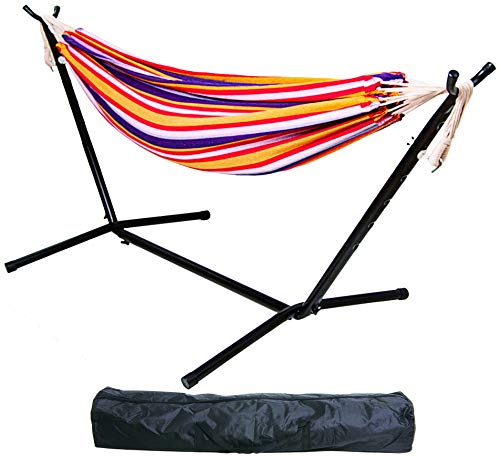 BalanceFrom Double Hammock with Space Saving Steel Stand and Portable Carrying Case, 450-Pound Capacity (Color #4) by ELEVON - Used condition - CA$94.61