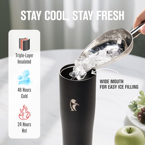 Image of Coolflask 40 oz Insulated Water Bottle Fits Cup Holder with Straw & Handle