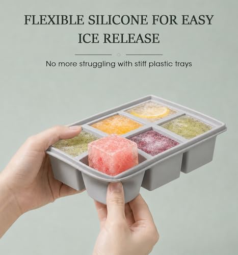 Molde para cubos de hielo grande cuadrado de silicona con tapa miniatura 4