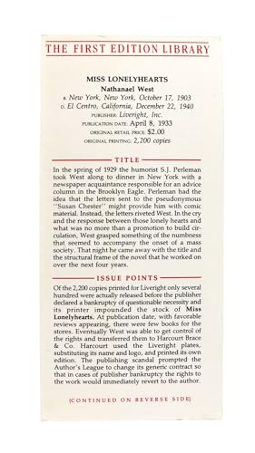 Miss Lonelyhearts [First Edition Library Facsim... [Unknown] B005RHINWS Book Cover