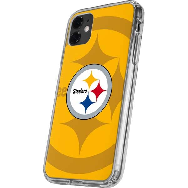 Skinit Clear Phone Case Compatible with iPhone 11 - Officially Licensed NFL Pittsburgh Steelers Double Vision Design
