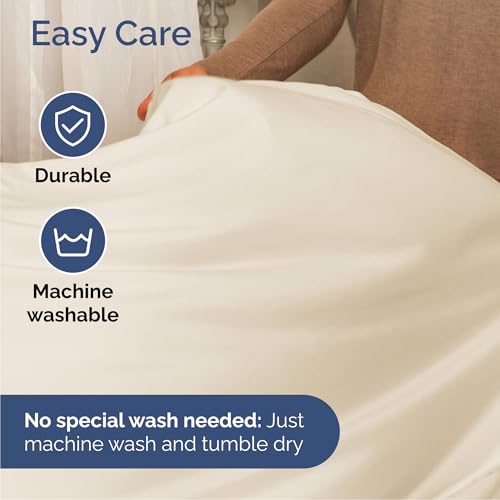 Image of Cal King 6 Piece Bed Sheet Set - Breathable & Cooling Sheets - Off White | Ultra-Soft Hotel Luxury Bedding Set with 8-16 Inch Deep Pockets, 1 Flat & 1 Fitted Sheet & 4 Pillowcases, Wrinkle & Fade Free