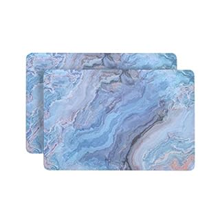 Dainty Home Navy Marble Rectangle Cork Placemats - Heat Resistant Placemats, Non-Slip, Easy Clean Placemats for Elegant Dining - 12"x18" Set of 2 - Perfect for Stylish, Modern Homes