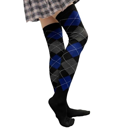 Image of COUVER Women's Thigh High /Over Knee Fashion Argyle Socks, Medium, 1 Pair