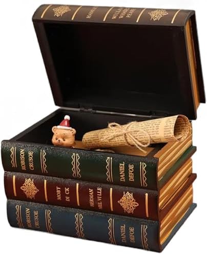 Amazon.com: LIYJTK Wooden Book Shaped Storage Box Decorative Book Boxes ...
