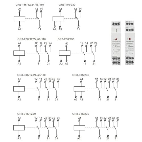 Relais intermédiaire GR8-116 ACDC12V pour tableau électrique industriel - 3