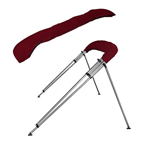 Msc 3 Bow 4 Bow Bimini Top Boat Cover With Rear Support Pole And Storage Boot (4 Bow 8'L X 54" H X 79"-84" W, Burgundy) #TOP3