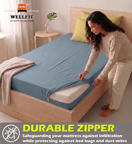 Image of WELLFIT Premium Glace Cotton 300 TC Mattress Cover /Protector for Single Size Bed with Zip /Chain /3x6 ft / 36x72x6 inch