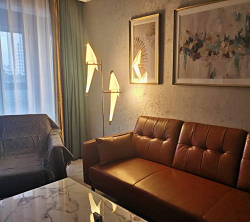 Reuil 72Inch Modern Led Floor Lamp Paper Crane Bird Floor Light Gold Metal Pvc Lampshade Lighting Fixtures For Living Room Bedroom Dinning Room Office #TOP6