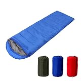 Sac de Couchage 3-4 Saisons Temps Chaud et Printemps Automne Hiver Cadeau léger idéal pour Les Adultes Excellent équipement de Camping Voyage et activités de Plein air,Blue-950g