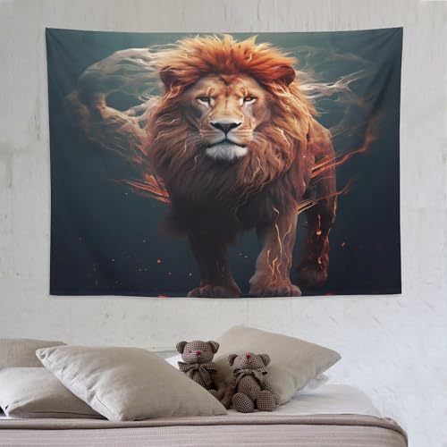 Chambre salon maison decoration artistique PAZZK lion tapisserie murale 150x200cm