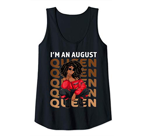 Donna Afro Melanin Black Women I'm An August Queen Birthday Gift Canotta