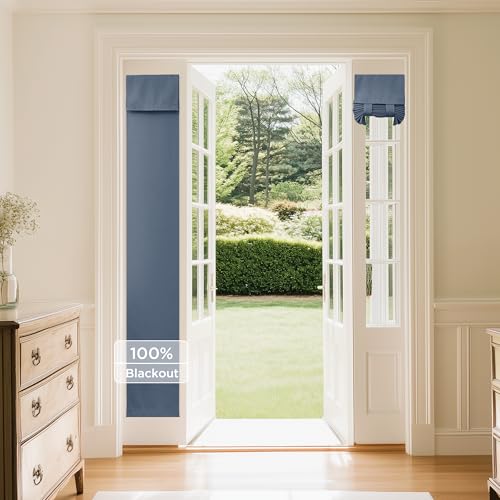 NICETOWN Stone Blue 100% Blackout Sidelight Curtains for Side Window