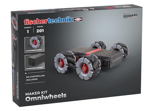 fischertechnik Maker Kit Omniwheels 571901 — Roboter-Bausatz, Experimentierkasten für Technikbegeisterte, ab 14 Jahre, Grau