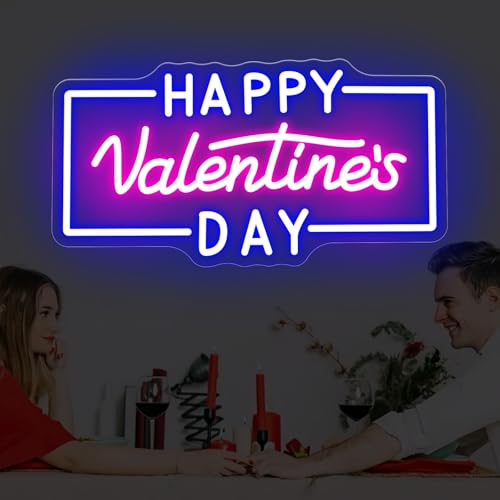 Image of Happy Valentine's Day Neon Sign, Proposal LED Light, Valentines Day Gift, Romantic Home Wall Decor Room Decoration, 16.5 inchx8.5 inch
