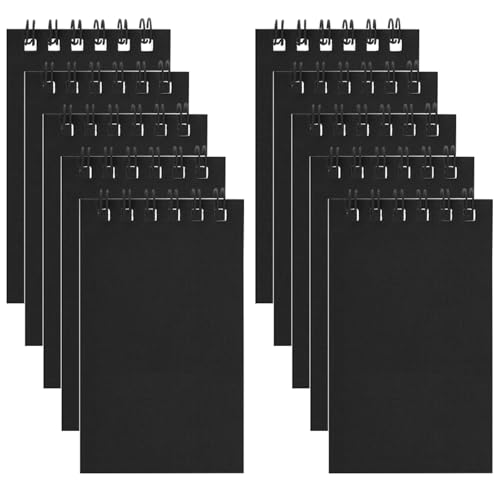 Hooqict 10 Pack Pocket Notebook 3x5 Small Spiral Notepads Black Mini Notebooks with Lined Pages, Memo Note Pads for Work, Office, School, 50 Sheets/100 Pages