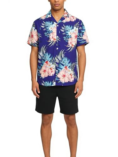 Image of Cromoncent Matching Hawaiian Outfits for Family, Dad and Son Matching Luau Beach Tropical Shirts Mommy Daughter Tropical Sets
