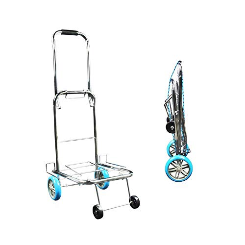 Image of AR Mall Foldable 4 Wheel Luggage Trolley - Stainless Steel Travel Handheld Carry Cart