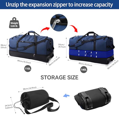 Vrtisa 110L Expandable Rolling Duffle