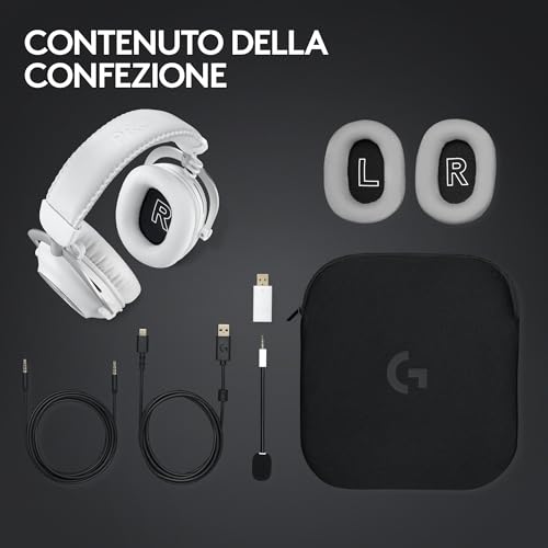 PRO X2 Lightspeed Cuffie Gaming Wireless, Microfono a Braccio Rimovibile, Driver Grafene 50 mm, DTSHeadphone X2.0, Surround7.1, Bluetooth/USB/3.5 Aux, Bianco - Cuffia gaming - Immagine 8