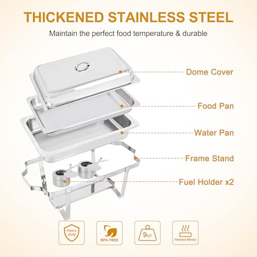 image for Nova Microdermabrasion Chafing Dish Buffet Set 9 Qt Stainless Steel Co