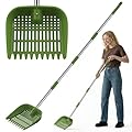 Chicken Poop Scooper, 2-in-1 Coop Scoop & Chicken Coop Rake, Sand Sifting Shovel with Adjustable Stainless Steel Handle, Up to 68 in, No-Bend Cleaning Tool - Patent-Pending