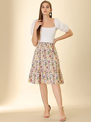 Allegra K Gonna longuette floreale a trapezio con