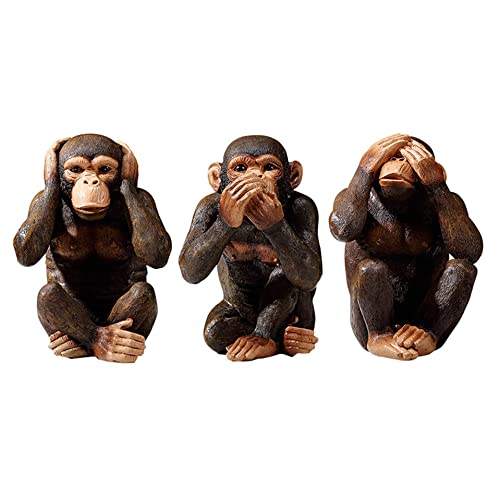 1. Dimensioni: 13 x 15 x 20 cm; Un set di statue di tre scimmie, decorate con resina spessa 20cm (lago, ascolto, abbaio)