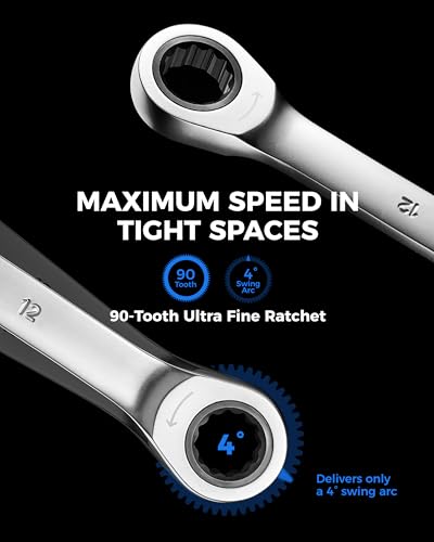 Image of toolant 8PCS Ratcheting Wrench Set SAE 5 /16 inch-3 /4 inch 90-Tooth