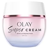 Olay Super Cream Nachfüllbare Gesichtsfeuchtigkeitspflege Mit LSF30 UV-Schutz, 5 Hautvorteile, Ultraleichte Hydration, 50 ml