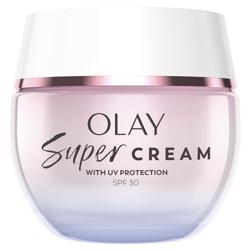 Olay Super Cream Nachfüllbare Gesichtsfeuchtigkeitspflege Mit LSF30 UV-Schutz, 5 Hautvorteile, Ultraleichte Hydration, 50 ml