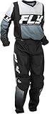 Fly Racing Youth F-16 Moto Gear Set - Pant and Jersey Combo (Black/White, Youth Medium Jersey/24 Waist Pant)