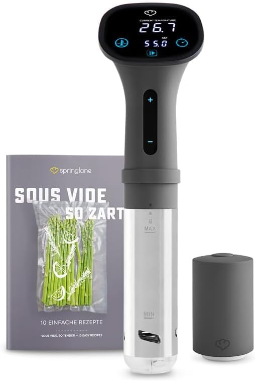 SPRINGLANE Sous-Vide-Garer Henry inkl. Vakuumierer und Vakuumiertüten, Vakuumgarer Stick, LED...