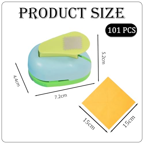 Image of 101 Pcs Stamp Puncher and Origami Paper, Postage Stamp Punch, Paper Punch Tool Set for DIY Scrapbooking and Craft Projects (1)