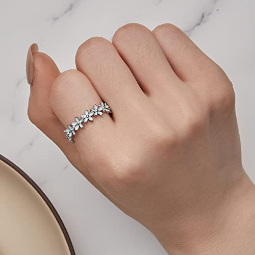 MUNDELL 925 Sterling Silver Dainty Daisy Rings Blue Flower Finger Rings for Women Stacking Promise Rings Fine Jewelry2