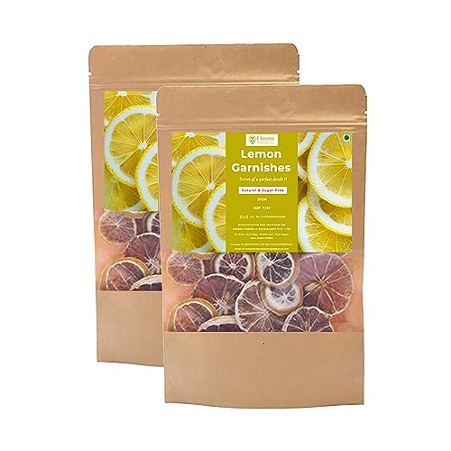 Image of Omrai Foods Dried Lemon Slices Garnishes 50GM (Pack of 2) | Dehydrated Lemon Fruit Garnish for Cocktails, Mocktails, Detox Water, Tea | 100% Natural Air Dried Fruit for Decoration
