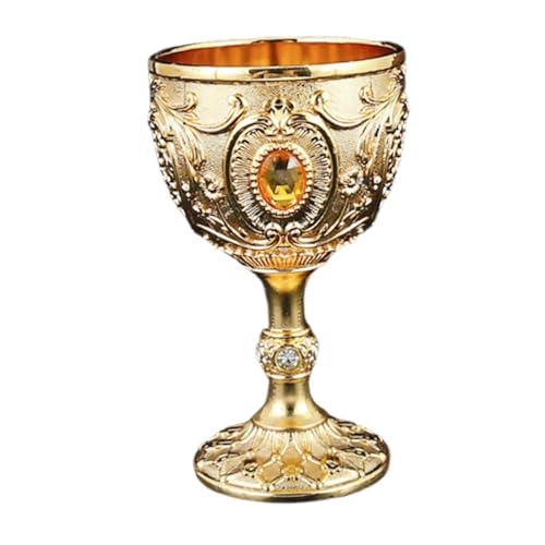 Bothyi Embossed Water Goblet,Metal Cup Tableware Gift Drinkware Mini Drinking Cup for Champagne Cocktail Dinner, Gold