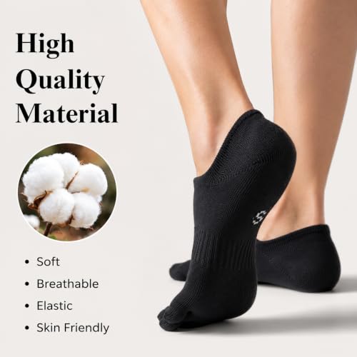Image of Soxsense No Show Toe Socks Premium Cotton for Women, Align Toes Five Finger Liner Low Cut Thin Socks for Bunion, (4 Pairs)